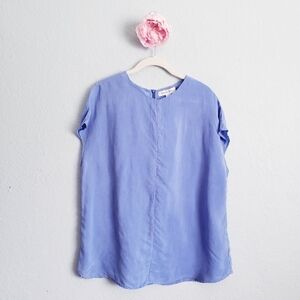 Amour Vert Delilah Cupro Sky Blue Oversized Boxy Top